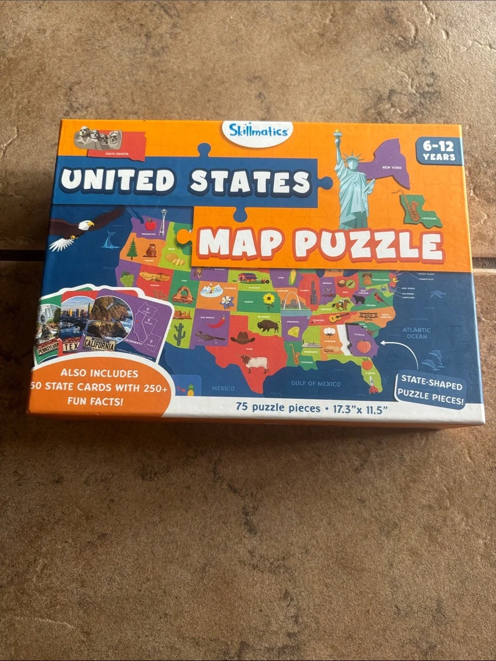 Skillmatics | United States Map Puzzle + 50 State Cards 100% Safe Non-Toxic SET